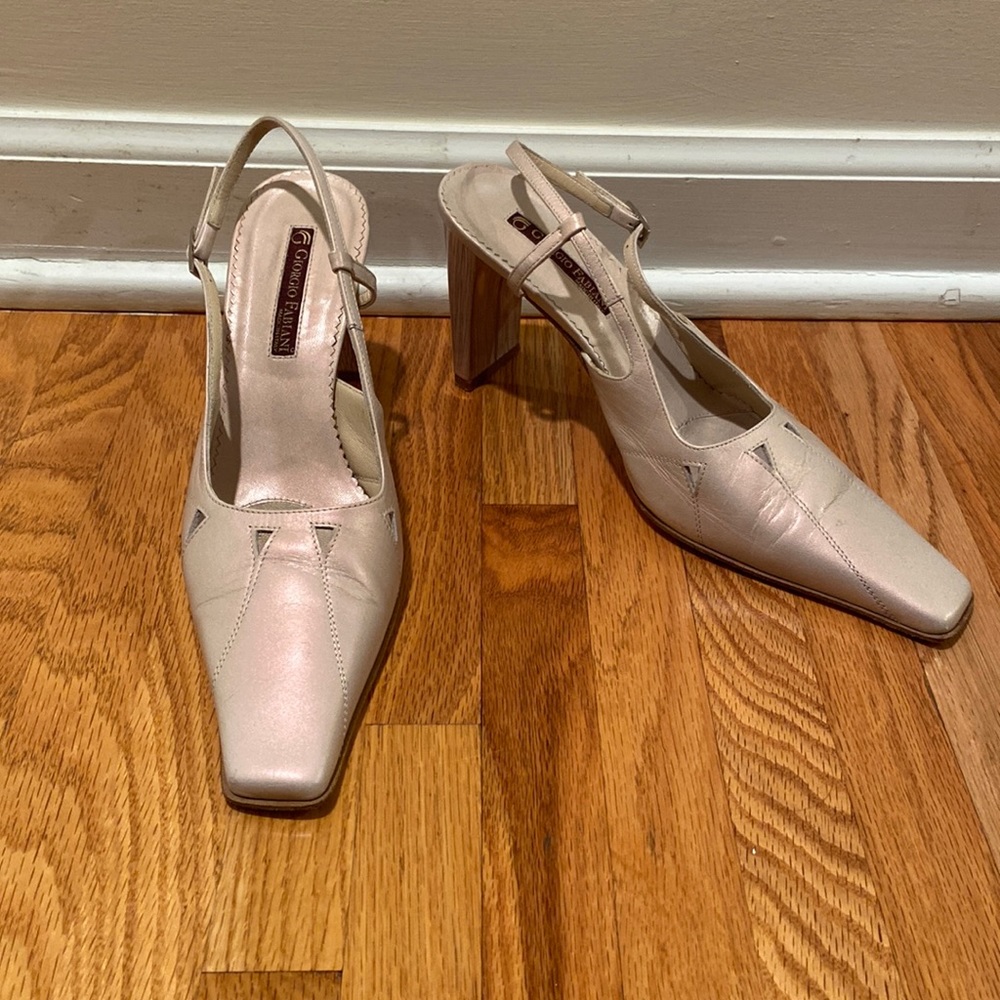 Giorgio Fabiano Leather Shiny Pink Slingback Heels